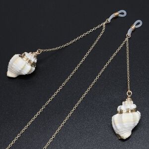 Металлическая нескользящая цепочка золотого цвета, с белой ракушкой, для очков и масок GL506