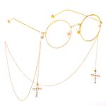 Gold-colored metal non-slip chain, with pearl cross, for glasses and masks GL378