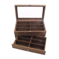 Glasses and frames holder display with 12 slots, drawer and cover, MDF material