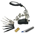 Держатель третья рука для паяния, с увеличительным стеклом и подсветкой 801