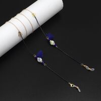 Металлическая нескользящая цепочка золотого цвета, с керамическими бусинами и кисточками, для очков и масок GL924