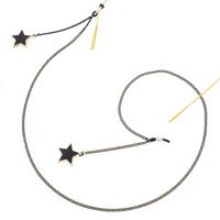 Металлическая нескользящая цепочка стального цвета, с кулоном черная звезда, для очков и масок GL371