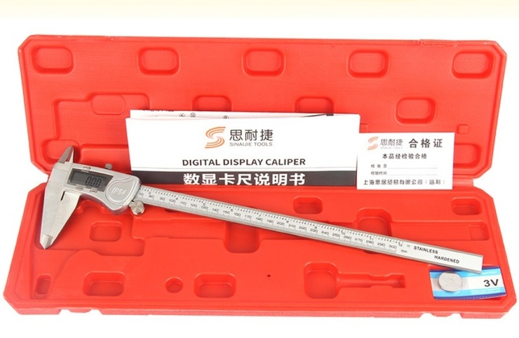 Digital caliper hardened stainless steel in a plastic box IP54, 300 mm
