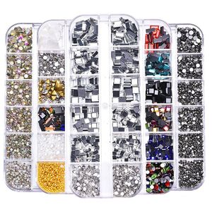 Set of rhinestones with a flat bottom for decorating frames and glasses, 13 types (price per package, minimum order - 3 packs)