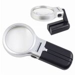 Folding magnifier with universal backlight, magnifying glass with handle 7006B-XX, diameter 70 mm, magnification: 3Х