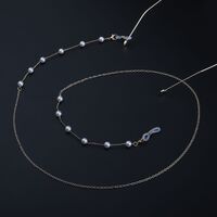 Gold-colored metal non-slip chain, with pearl, for glasses and masks GL879