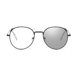 Photochromic metal eyeglasses for reading V6004 with grey lenses, diopters from 0.00 to -6.00, not centered 