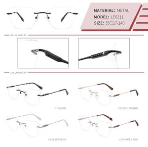 Metal rimless on screws frame for women with spring hinges LE6211-DA