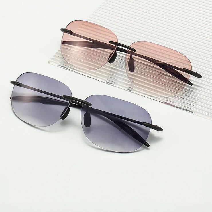 Rimless plastic bifocal reading glasses G003 with tinted lenses, diopters from +1.00 to +4.00, RMC=62-64