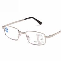 Очки металлические мультифокальные складные для чтения 180渐进 с защитой Blue ray cut с футляром, диоптрии от +1.00 до +3.50, РМЦ=62-64