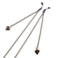 Black-colored metal non-slip chain, with pendant diamond shaped, for glasses and masks GL458
