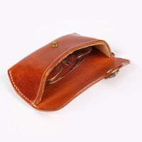 Genuine leather button glasses case BR5216
