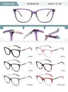 Plastic acetate frame for women with spring hinges B3168-DA