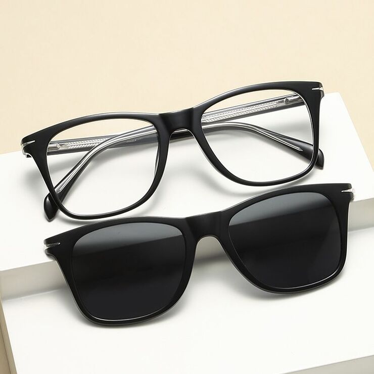 Оправа пластиковая TR90 с флексом + комплект из 5 поляризационных солнцезащитных насадок (клипон) на магните El Dorado EL1202