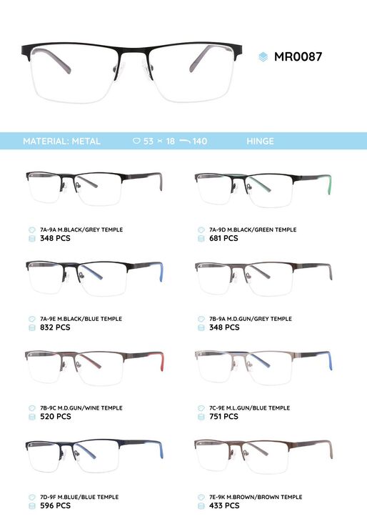 Металлическая оправа с дужками из материала TR-90 MR0087