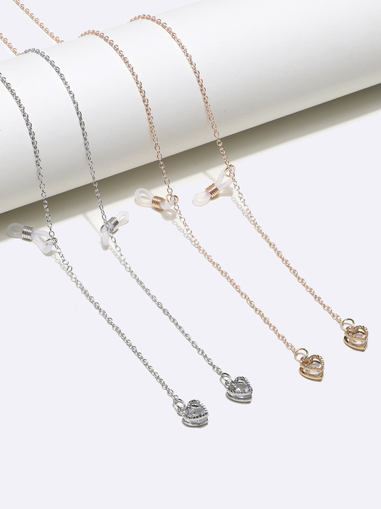 Set of two glasses chain colorful beads and silver GM114