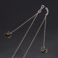 Gold-colored metal non-slip chain, with swan pendant, for glasses and masks GL537