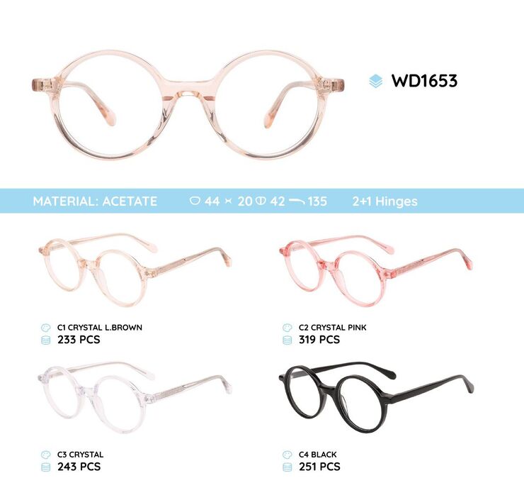 Plastic acetate eyeglasses frame with spring hinges WD1653