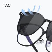 Metal Blue Ray Cut protection frame with spring hinges + magnet sunshade clip-on 7022-GT