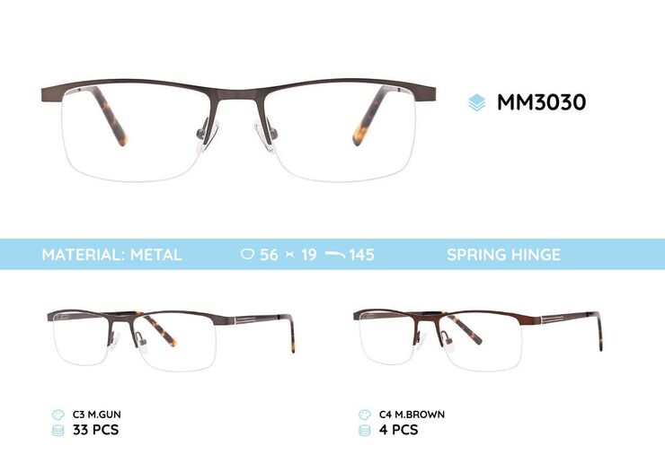 Оправа для очков металлическая мужская полуободковая MM3030