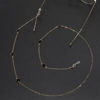 Gold-colored metal non-slip chain, with black and white rhinestones, for glasses and masks GL621