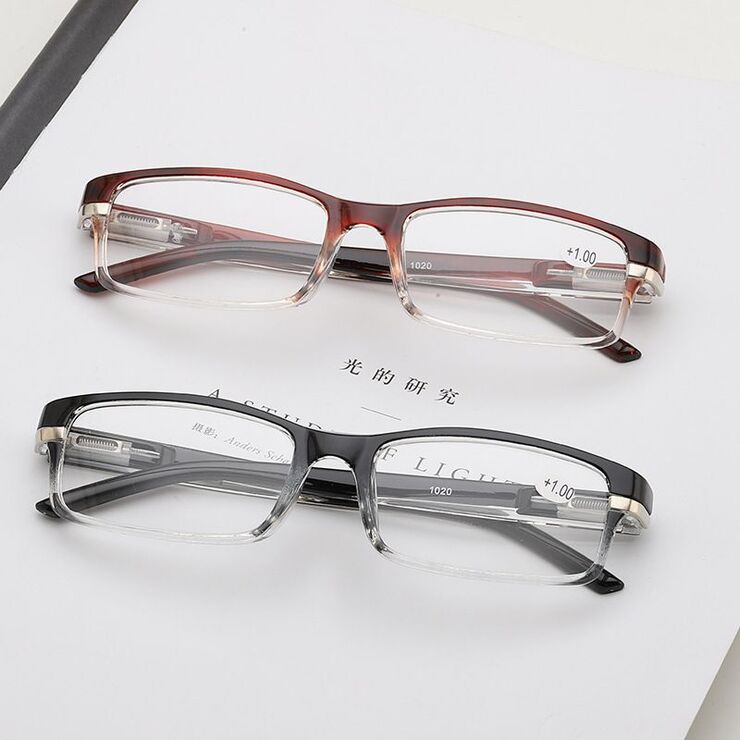 Plastic reading glasses 1020老花 with flex hinges, diopters from +1.00 to +4.00