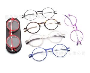 Plastic reading pince-nez glasses TR90 with case 6013-铁盒, diopters from +1,00 to +3.50, RMC=62-64