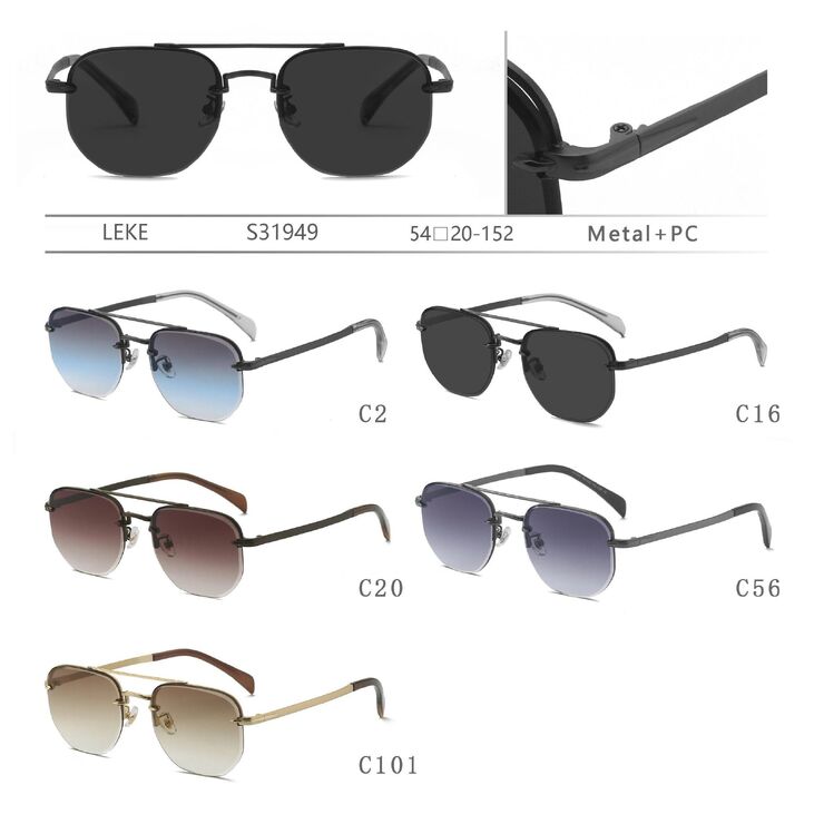 Semi-rimless polarized metal sunglasses Leke S31949