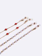 Set of two gold and silver glasses chain with natural mixed color stones GM132