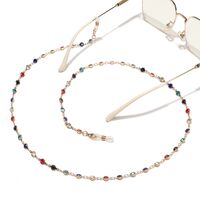 Металлическая нескользящая цепочка золотого цвета, с цветными стразами, для очков и масок GL1543