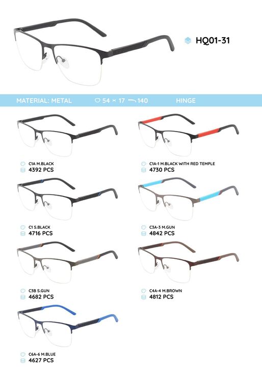 Metal frame with temples made of TR-90 material HQ01-31