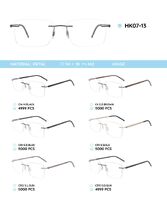 Металлическая безободковая оправа с дужками из пластика TR-90 HK07-13