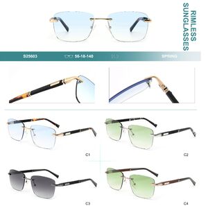 Rimless plastic sunglasses with UV-400 protection and nylon lenses, with spring hinges Big City S25603