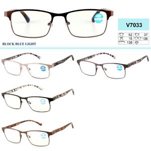 Очки с защитой от синего света в металлической оправе с флексом Vizzini V7033, диоптрии от +0.75 до +5.00 (шаг 0.25)