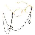 Black-colored metal non-slip chain, with pendant puppy, for glasses and masks GL655