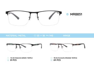Металлическая оправа с дужками из пластика TR-90 полуободковая MR0051