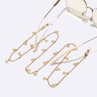 Metal non-slip chain gold, with white flower, for glasses and masks GL1553