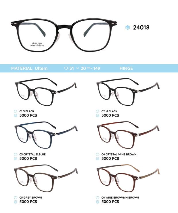 Plastic Ultem eyeglasses frame 24018