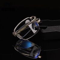 Folding metal multifocal reading glasses 180渐进 with Blue ray cut protection with case, diopters from +1.00 to +3.50, RMC=62-64