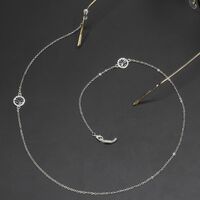 Silver-colored metal non-slip chain, with tree of life and rhinestone, for glasses and masks GL228