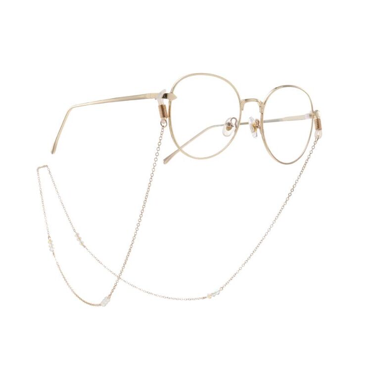 Gold-colored metal non-slip chain, with colored beads, for glasses and masks GA068
