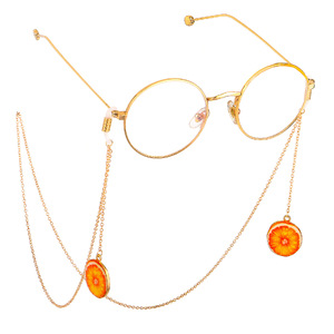 Металлическая нескользящая цепочка золотого цвета, с подвеской в виде апельсина, для очков и масок GL657