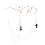 Gold-colored metal non-slip chain, with pendant cactus, for glasses and masks GL810