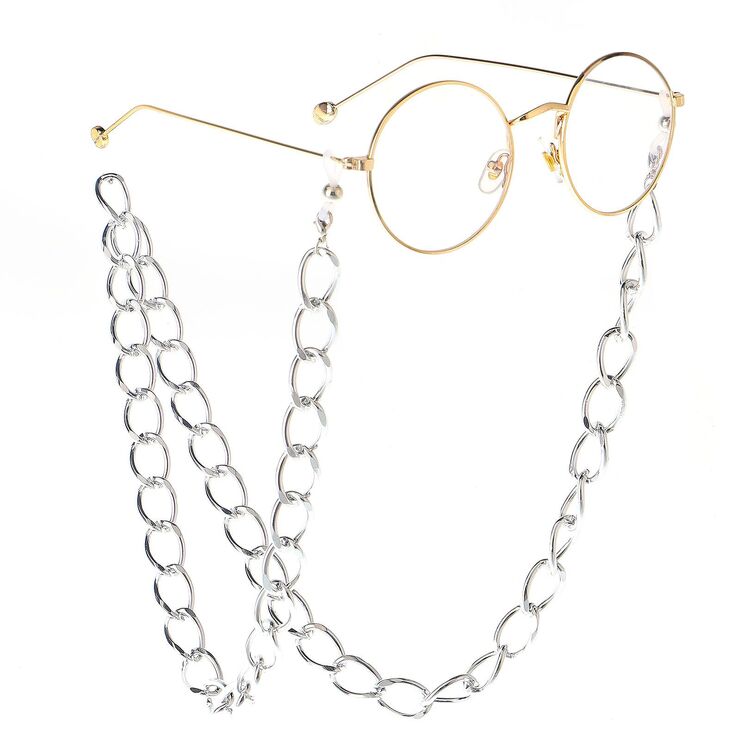 Silver-colored metal non-slip chain, thick, for glasses and masks GL206