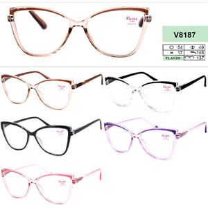 Ready-made plastic frame glasses for women Vizzini V8187, diopters from +1.00 to +4.00 (step 0.25); from -1.00 to -4.00 (step 0.5)