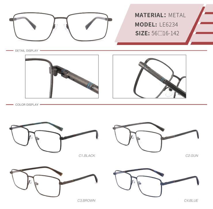 Metal frame for men LE6234-DA