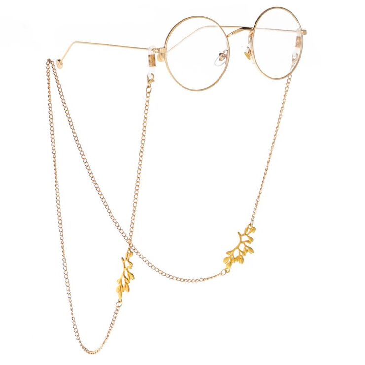 Gold-colored metal non-slip chain, with branch, for glasses and masks GL038
