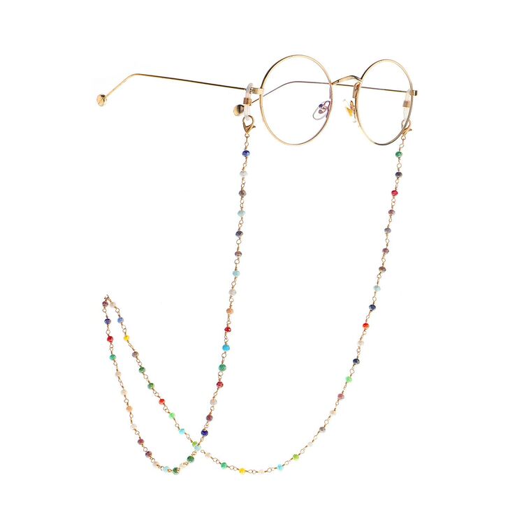 Gold metal non-slip chain, with colored beads, for glasses and masks GL965