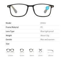 Очки для чтения пластиковые из поликарбоната с защитой Blue Ray Cut KY816, диоптрии от 0.00 до +4.00