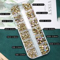 Set of rhinestones with a pointed bottom for frames and glasses decorating, magic color, sizes 2.0-6.1 mm (price per pack, 3 packs minimum)